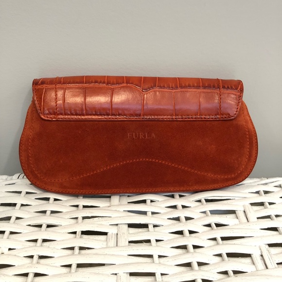 Furla croc leather and suede clutch - Picture 4 of 9